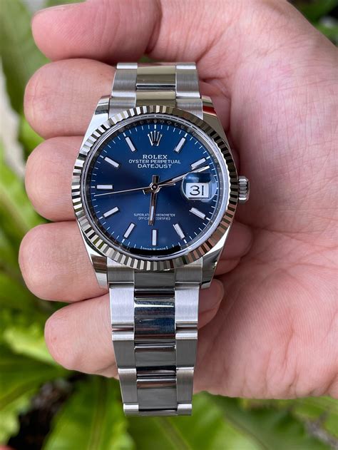 rolex blue 36mm|36mm rolex on woman.